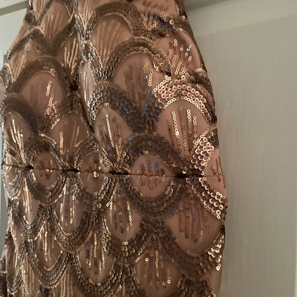 Rose gold sequin evening gown